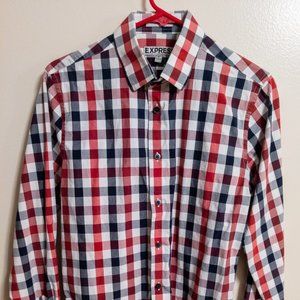 Red/White Checked Express 1MX Fitted Shirt -S